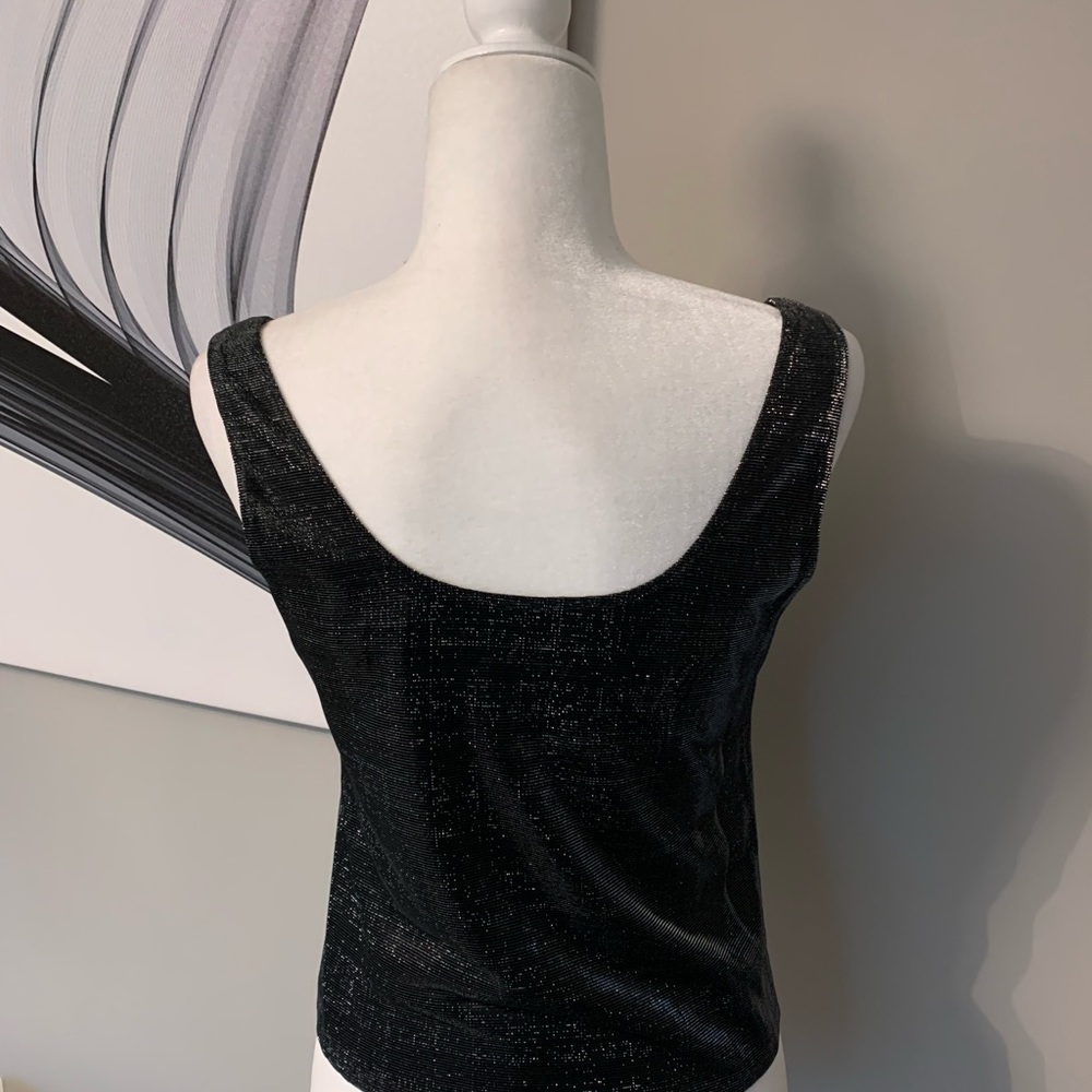 Liz Claiborne Night Black Silver Metallic Rhinestone 2-piece cocktail top blouse - Picture 10 of 12